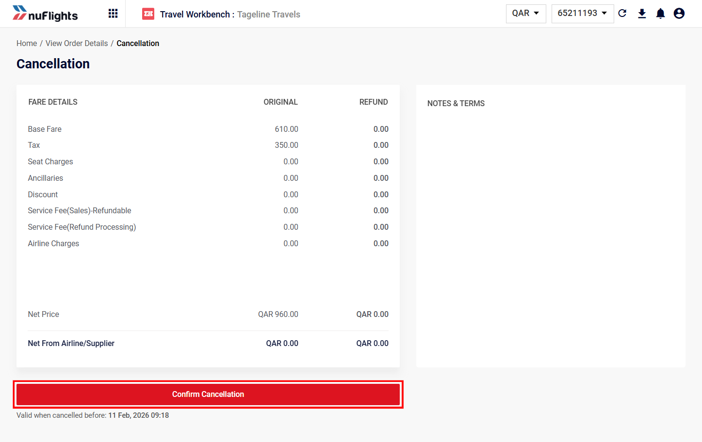Cancellation confirmation dialog asking to proceed