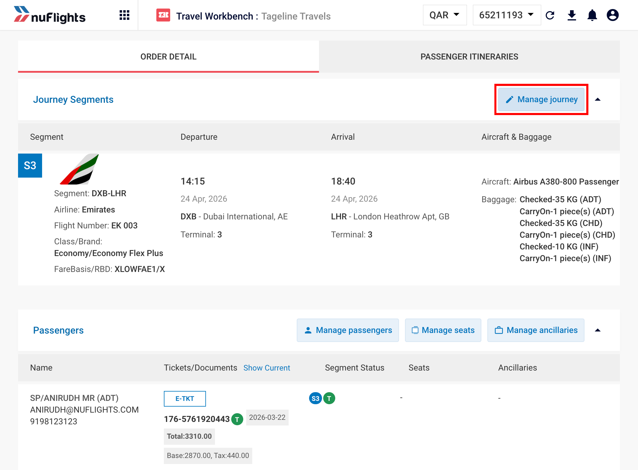 Manage Journey Button