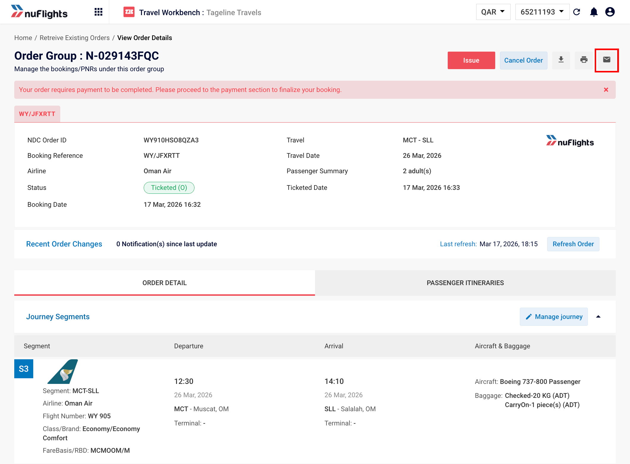 Email itinerary
