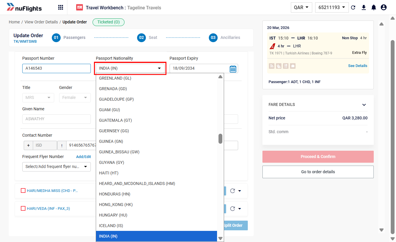 Updating passport and nationality details