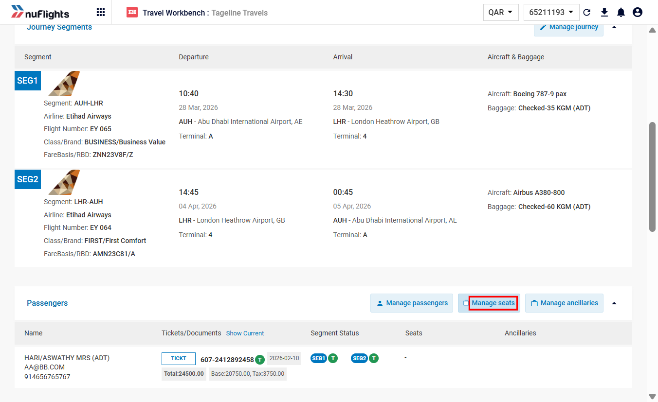 Accessing Manage Seats