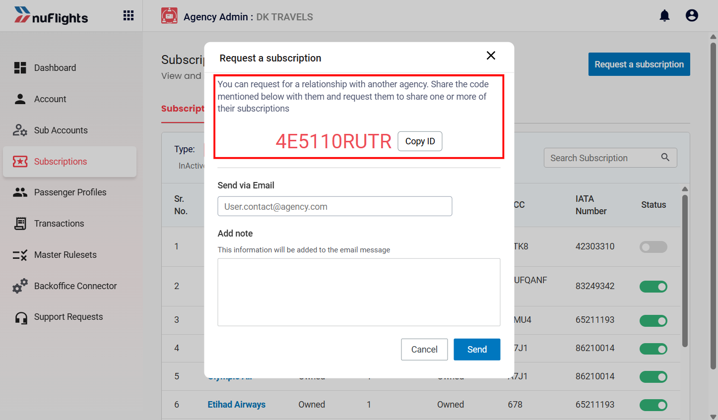Request Subscription Modal