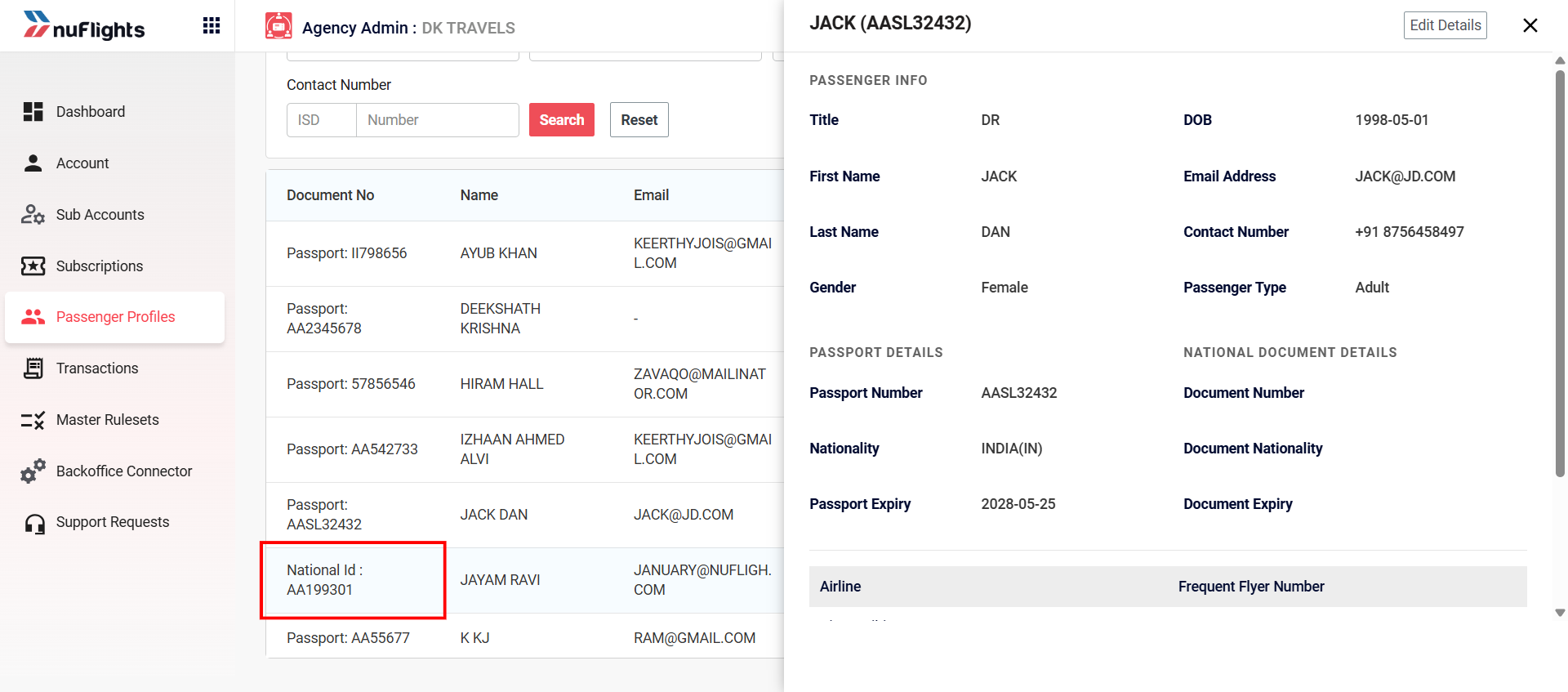 Viewing Passenger Details