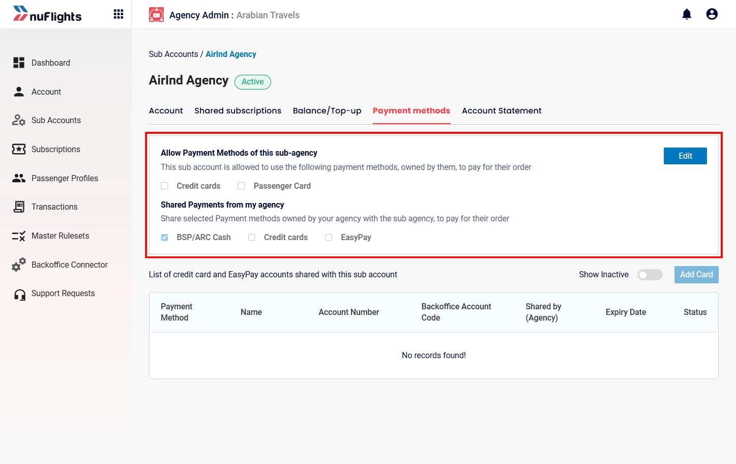 Payment Methods Configuration