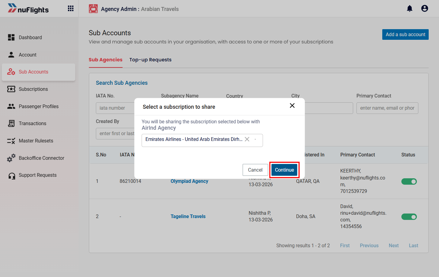 Confirm Subscription Selection