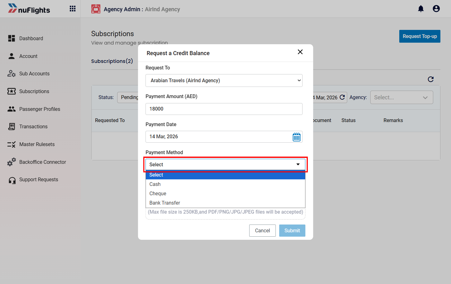 Request Credit Balance Form
