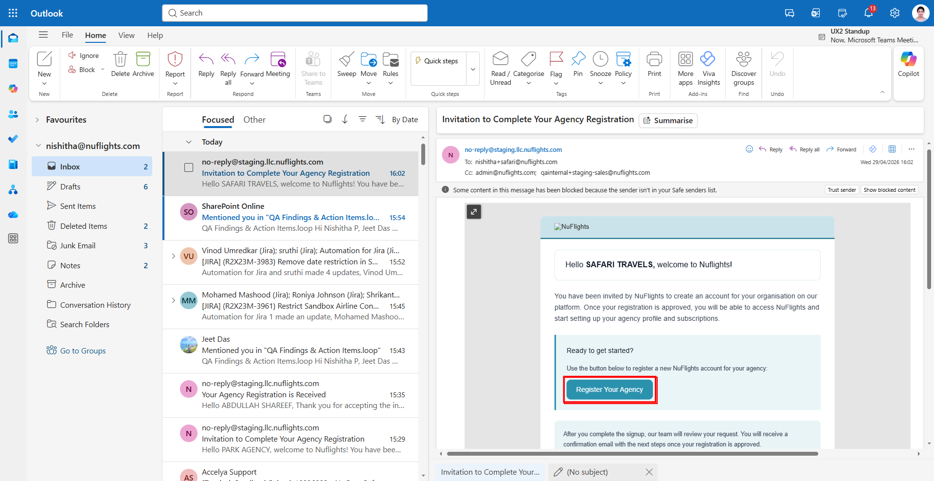 Invitation to Complete Your Agency Registration email with the Register Your Agency button highlighted