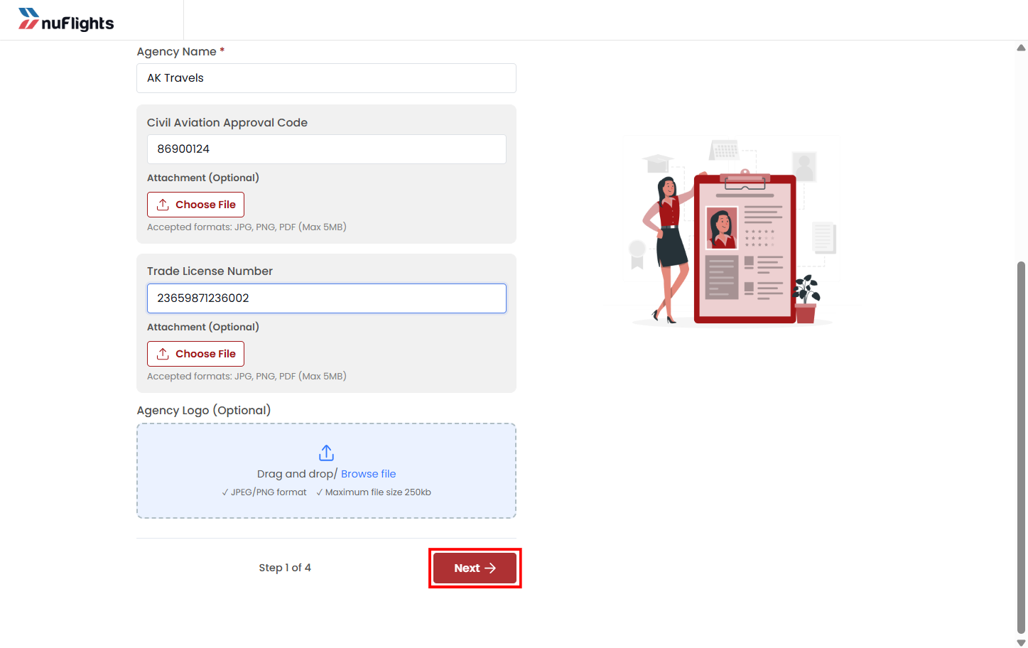 Agency Profile section of the registration form