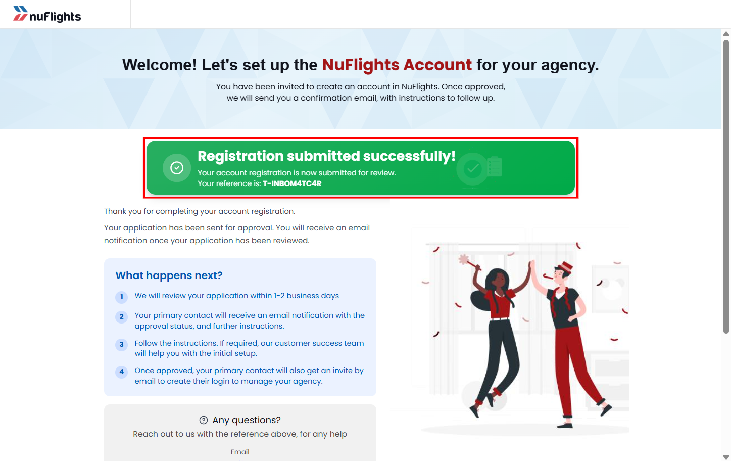 Confirmation that the sub-agency registration request is under review