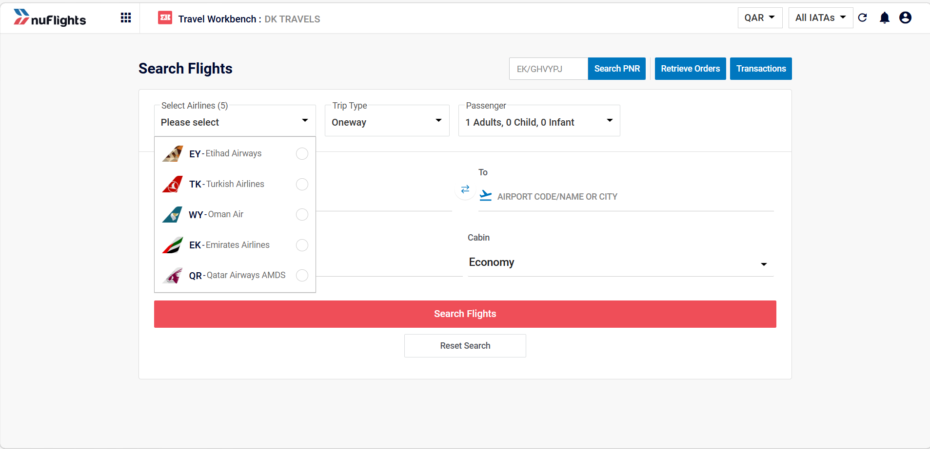 Search All Airlines In Agency