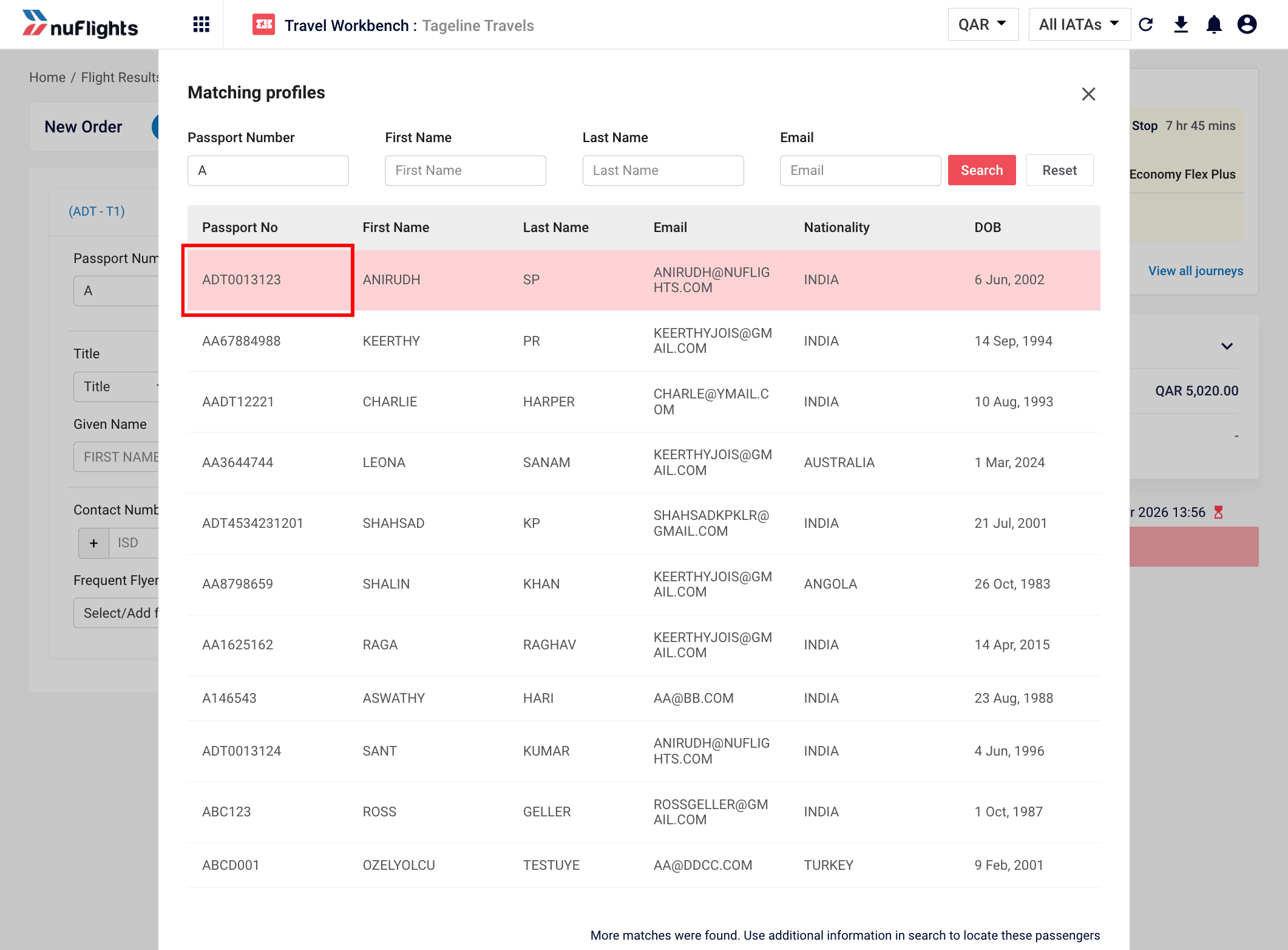 Select Passenger profile