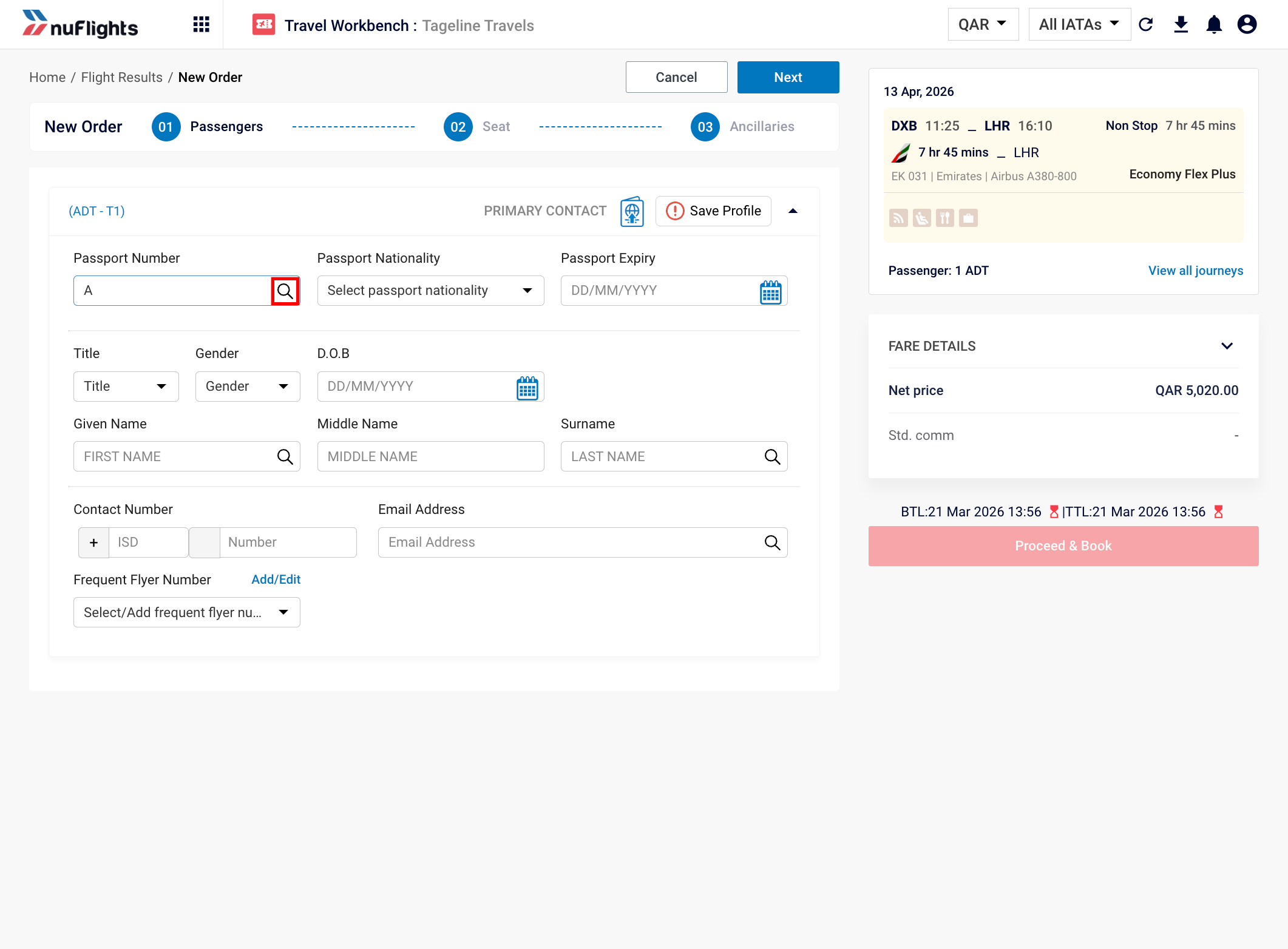 Search Passenger details
